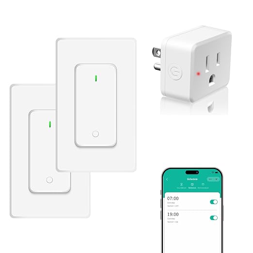 NineLeaf Slim WiFi Smart Plug w Switch, Remote App Control, 15A/1500W