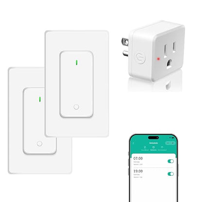 NineLeaf Slim WiFi Smart Plug w Switch, Remote App Control, 15A/1500W