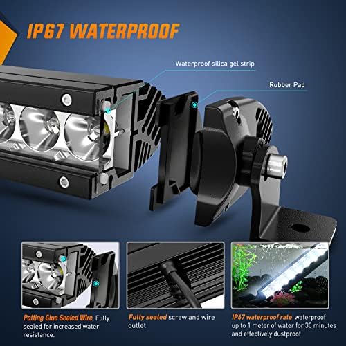 Nilight - 40005C-A 31inch 150W Spot & Flood Combo Single Row 14500LM Off Road LED Fog & Driving Roof Bumper Light Bars for Jeep Ford Trucks Boat, 2 Years Warranty