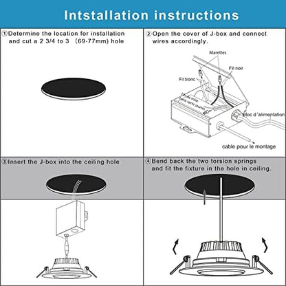 3 Inch Waterproof recessed Shower Lights, 9W COB 3 Colors Adjustable Gimbal Ceiling Recessed Lighting for Bathroom,Bedroom,Kitchen,Balcony