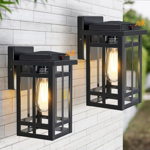 Motion Sensor Outdoor Wall Light Fixtures, 2 Packs, Black