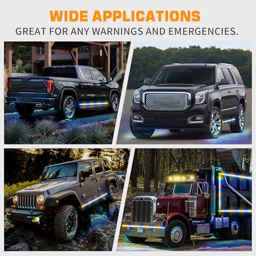 XRIDONSEN 70 inch Running Board Strobe Lights Amber Blue Emergency Lights