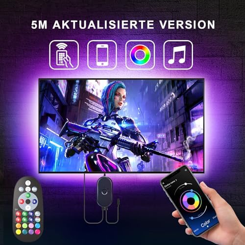 Nexillumi LED Lights for TV, 16.4 ft TV LED Backlight for 55-75 Inch, RGB LED Strip Lights Behind TV with APP Remote Control, Music Sync Smart Led Ambient Lighting for Bedroom Gaming Room Decor