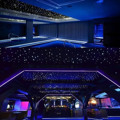 AMKI High Brightness Dual Color 32W Twinkle 1800pcs 0.03in 16.4ft Fiber Optic Starlight Headliner Kits RGBW Sound Activated APP/Remote Control for Movie Theater Home Ceiling Decor