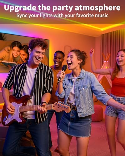 Smart LED Strip Lights 50FT for Bedroom App Control Lighting Bedroom Rome Decor with Remote, RGB Music Sync Color Changing LED Lights for Party,Game Room