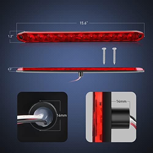 Nilight 16" LED Trailer ID Marker Light Bar, Red, 2-Pack