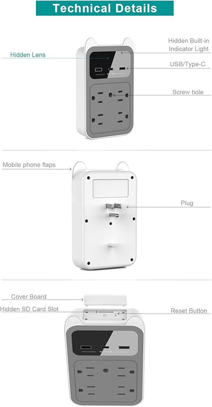 2026 Upgraded Hidden Camera - Outlet Camera - HD 2K Mini Wireless Nanny Cam Security Camera with Motion Detection - 120° Wide Angle for Discreet Pet Home Indoor Security (Grey)