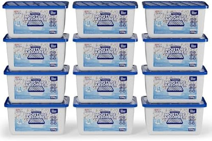 W&E Choice Moisture Absorbers, Portable Humidity Absorber Boxes for Your Bathroom, Closet & Car, Dehumidifier with Fragrance Free, 12 Pack