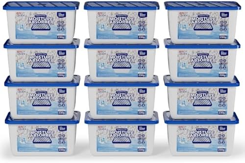W&E Choice Moisture Absorbers, Portable Humidity Absorber Boxes for Your Bathroom, Closet & Car, Dehumidifier with Fragrance Free, 12 Pack