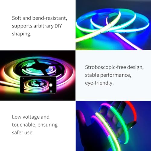 COB RGB Smart IC Strip Lights 40FT Color Flowing Strip Light