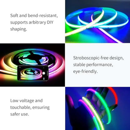 COB RGB Smart IC Strip Lights 40FT Color Flowing Strip Light