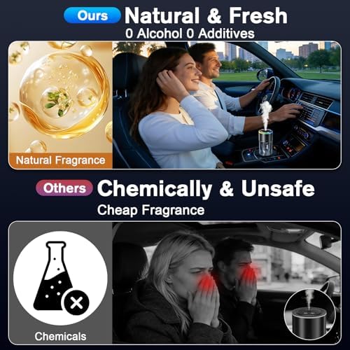 Amor Lyris Smart Car Air Freshener Diffuser, 5.7 fl oz Car Diffuser, Ultrasonic Mist, Long-Lasting Car Air Freshener up to 11 Months, RGB Light, Auto On/Off