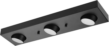 Globe Electric 3-Light Matte Black LED Integrated Track Lighting | Ultra-Low Profile, Adjustable Heads, Dimmable, Modern Ceiling Light for Kitchen, Bathroom Vanity, Living Room, Model 59941