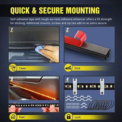 Nilight Truck LED Running Board Lights 2PCS 70 Inch LED Side Maker Light with 216 LEDs White Courtesy Light & Sequential Amber Turn Signal Lighting Strips for Extended & Crew Cab Trucks Pickup