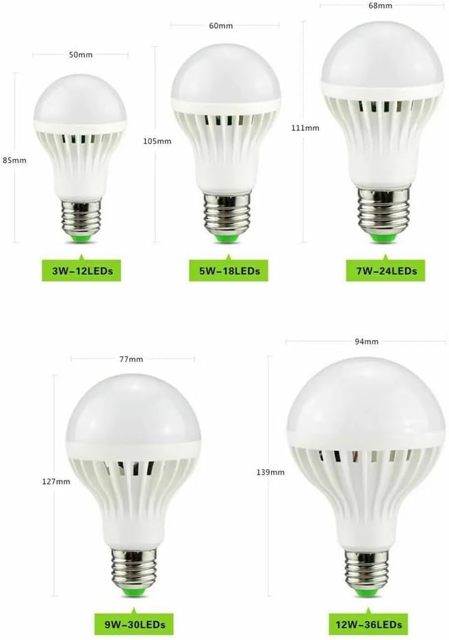 Fengyan Home Bulbs 5pcs AC85-265V Smart Sound Voice Activated Light Sensor Bombillas LED Bulb E27 3W 5W 7W 9W 12W Induction lamp Stair Hallway Light YZ Household Lamp (Color : 5W)