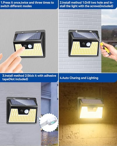 Peasur Solar Outdoor Lights [5 Pack/140LED], Motion Sensor Light Ultra-Bright, Solar Powered Security Lights 3 Modes, Waterproof for Outside Garden Yard (Warm White)