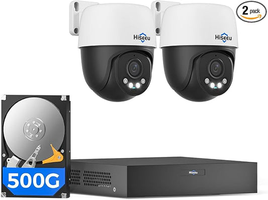 Hiseeu 6MP PoE Secuirty Camera System,2PCS 5MP PoE Wired Security Cameras