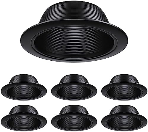 TORCHSTAR 6-Pack 6 Inch Recessed Light Trim, Step Baffle, Black