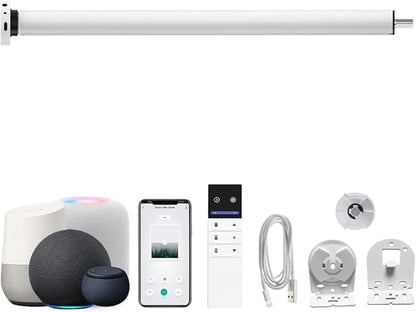 Matter Over Thread Smart Roller Shade Motor, 2600mAh Battery Powered Blind Motor Kit for 1.5" Tube, DIY Motorized Blinds with Remote Control, Compatible with HomeKit, Alexa, Google Home, SmartThings