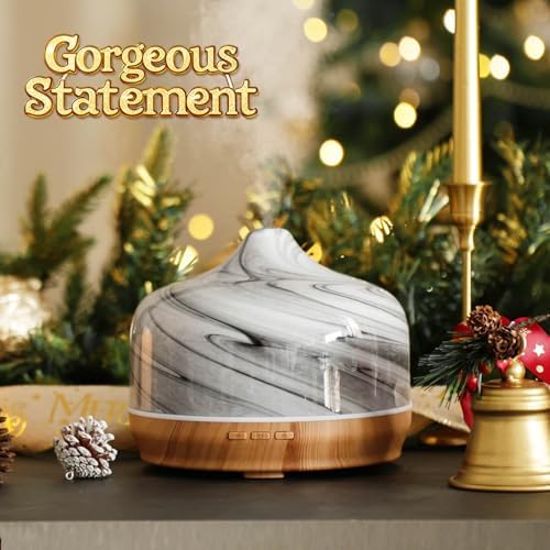 Porseme 500ml Glass Essential Oil Diffuser Aromatherapy Ultrasonic Cool Mist Humidifier 15-21 Running Hours Waterless Auto-Off Air Diffusers for Sleeping Yoga Working Spa(Ink)