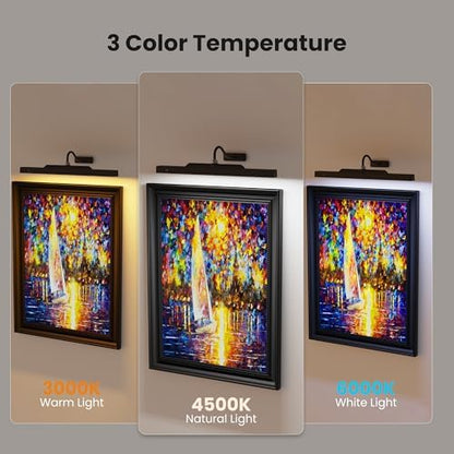 2Pack Picture Light, 13Hrs Lasting Battery Operated Picture Lights for Paintings,16in Remote Control Display Art Light with Timer for Wall Painting, Frame, Portrait, Display,Artwork,Gallery- Black