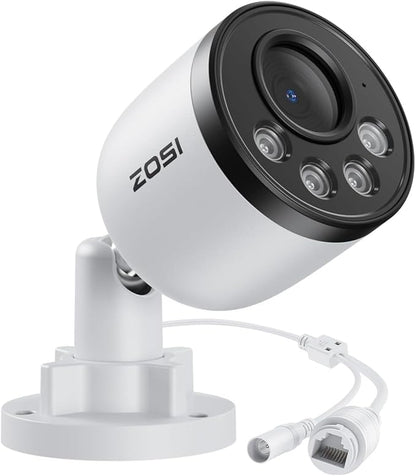 ZOSI 4K PoE Add on Security PoE Camera,8MP CCTV Weatherproof Indoor Outdoor Bullet Surveillance Camera,One-Way Audio,100ft Night Vision,Human Vehicle Detection,Only Compatible with ZOSI 4K POE NVRs