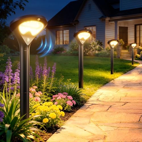 ELECLINK 400LM Solar Pathway Lights Outdoor with Motion Sensor, 4 Pack