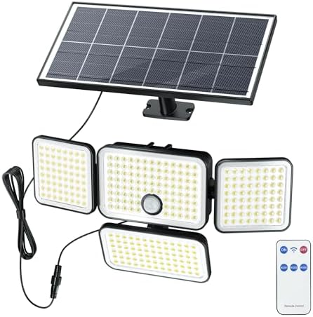 SUPERDANNY Solar Lights Outdoor Remote Control with 16.4ft Cable 1 Pack