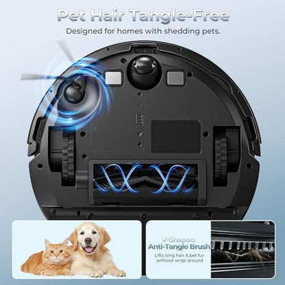 Kilgone Robot Vacuum and Mop Combo with Self Emptying Station, 6000Pa Suction Anti Tangle Brush LiDAR Navigation Multi Floor Mapping, 90 Day Hands Free Smart Laser Robotic Cleaner for Pet Hair Carpet