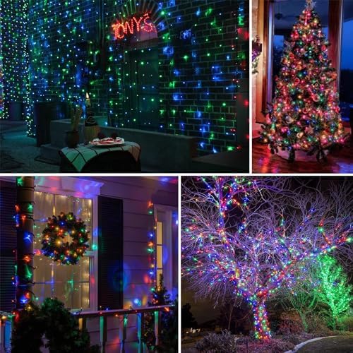 Connectable 99Ft 300LED Christmas String Lights Outdoor Indoor, Multicolor