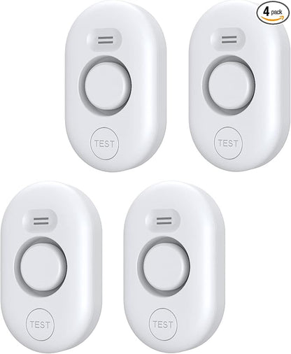 Water Leak Detector Sensor Alarm: Home Water Flooding Monitor Smart Sink Overflow Monitoring Adjustable Wet Moisture Alert Pipe Leakage Drip Detection Warning for Basement Floor 4Pack