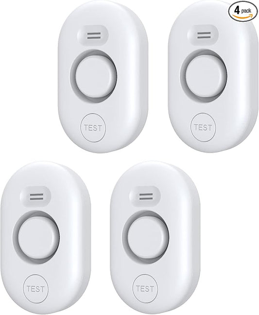 Water Leak Detector Sensor Alarm: Home Water Flooding Monitor Smart Sink Overflow Monitoring Adjustable Wet Moisture Alert Pipe Leakage Drip Detection Warning for Basement Floor 4Pack