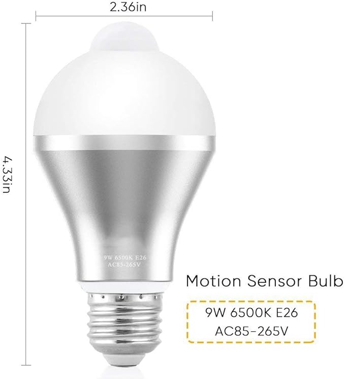Motion Sensor Light Bulb Smart LED Security Lights Indoor Outdoor Auto On Off