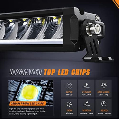 Nilight Pro Series 50.5 Inch Single Row Slim LED Light Bar with DRL