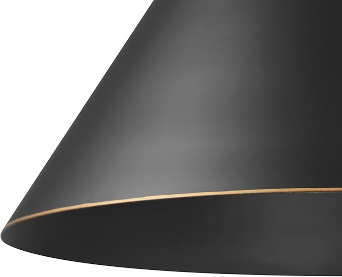 Novogratz x Globe 1-Light Matte Black Flush Mount Ceiling Light with Bronze Trim Accent