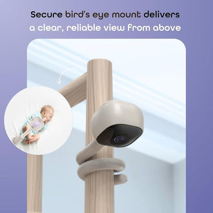 Hubble Connected AI Vision 5-in-1 2K UHD Baby Monitor with AI Alerts, True Cry Detection, Sleep Insights, Nightlight & Smart Soother, Flexible Mount, Dual-Band Wi-Fi (5 & 2.4 GHz)