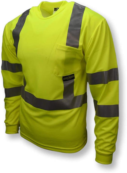 Radians ST21-3PGS-L Class 3 Max-Dri Moisture Wicking Mesh Long Sleeve Safety T-Shirt, Large, Green