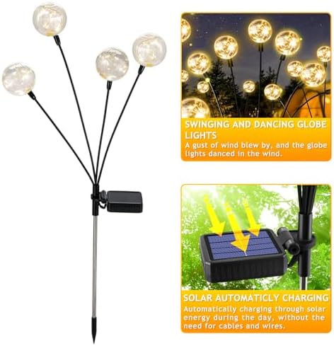 vignuto Solar Lights Outdoor Waterproof, 4 Packs, Solar Globe Lights, Garden Decor, Patio Decor, Unique Gifts for Women, Gifts for Grandma