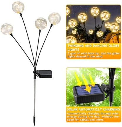 vignuto Solar Lights Outdoor Waterproof, 4 Packs, Solar Globe Lights, Garden Decor, Patio Decor, Unique Gifts for Women, Gifts for Grandma