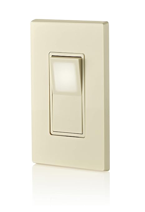 Leviton 15 Amp, 120/277 Volt, Decora LED Illuminated Rocker Single 4-Way AC Quiet Switch, Residential Grade, Grounding, L5614-2T, Light Almond