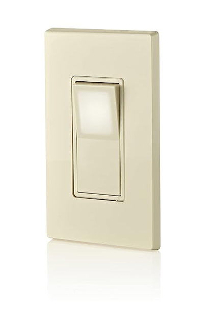 Leviton 15 Amp, 120/277 Volt, Decora LED Illuminated Rocker Single 4-Way AC Quiet Switch, Residential Grade, Grounding, L5614-2T, Light Almond