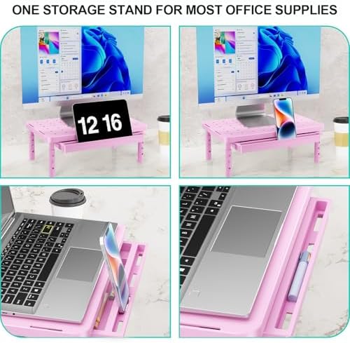 WALI Computer Monitor Stand with Storage, Monitor Riser 3 Height Adjustable