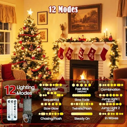 Voice Control 88 Ft 240 LED Smart String Lights with Remote, Warm White