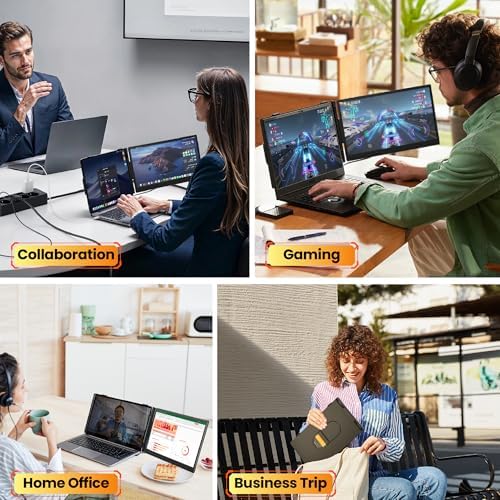 Laptop Screen Extender 0.27" Ultra-Thin, 14" FHD 1080P IPS Lightweight Dual Portable Monitor, USB-C/HDMI Plug & Play for 14-17" Laptops, Travel screen compatible with Windows/Mac/Chrome/Switch/Android