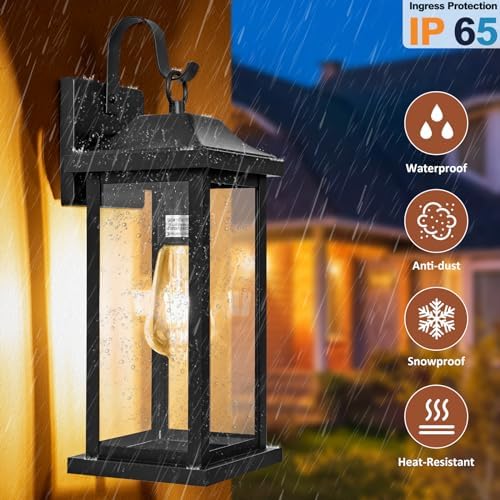Large Black Outdoor Wall Light 17 Inch