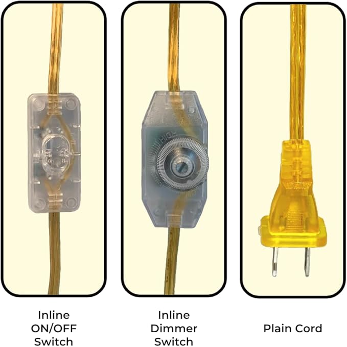 Royal Designs Lamp Cord Molded Plug with Rotary Dimmer Switch, Stripped Ends Ready for Wiring, 8 ft long, Gold, SPT-1 UL Listed