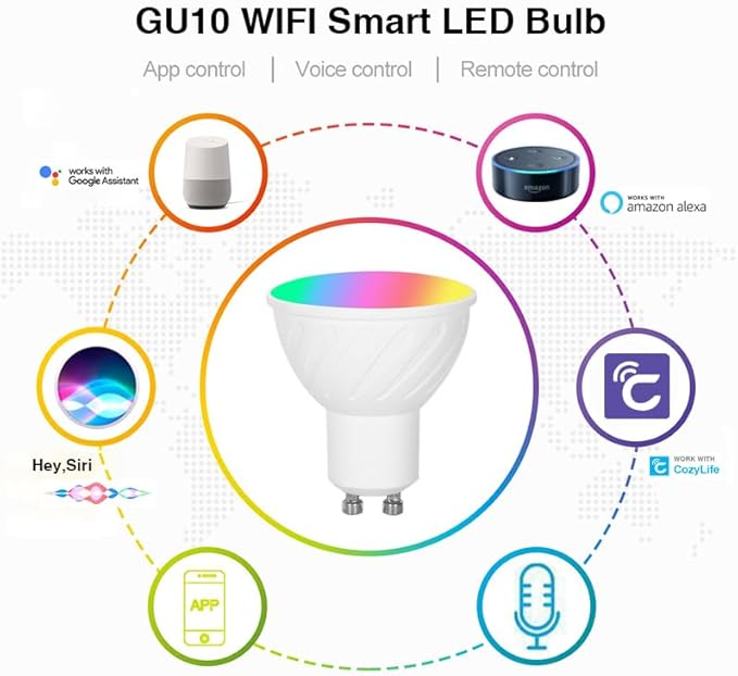 Homekit GU10 Smart Dimmable RGBCW LED Light Bulbs Works with Homekit Siri Voice Control 5W