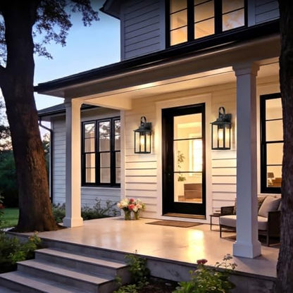 17" Large Outdoor Wall Lights for House 2-Pack, Matte Black