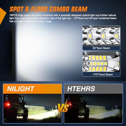 Nilight Slim LED Light Bar 50 Inch 130LED Single Row Spot Flood Combo Fog Lights Driving Work Roof Bumper Lamp Offroad Lighting for 4x4 Trucks SUV ATV UTV