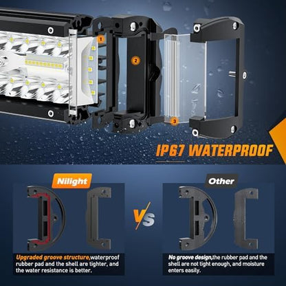 Nilight Side Shooter LED Light Bar Set 1PC 20" 2PCS 4.3" with Wiring Kit